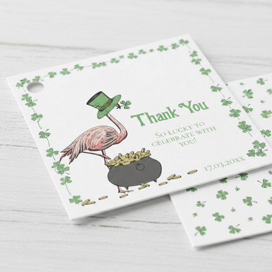 Irish Shamrock Flamingo Thank You Bedankjes Labels