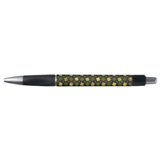 Irish Shamrock Four-leaf clover Gold black Pen (Voorkant)