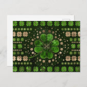 Irish Shamrock four-leaf clover Malachite and gold Briefkaart (Voorkant / Achterkant)