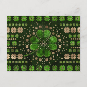 Irish Shamrock four-leaf clover Malachite and gold Briefkaart