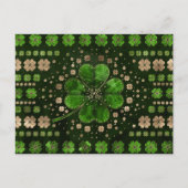Irish Shamrock four-leaf clover Malachite and gold Briefkaart (Voorkant)