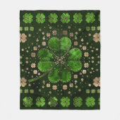 Irish Shamrock four-leaf clover Malachite and gold Fleece Deken (Voorkant)