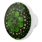 Irish Shamrock four-leaf clover Malachite and gold Keramische Knop (Rechts)