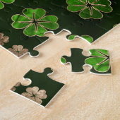 Irish Shamrock four-leaf clover Malachite and gold Legpuzzel (Zijkant)