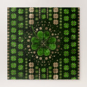 Irish Shamrock four-leaf clover Malachite and gold Legpuzzel (Horizontaal)