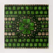 Irish Shamrock four-leaf clover Malachite and gold Legpuzzel (Verticaal)