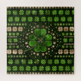 Irish Shamrock four-leaf clover Malachite and gold Legpuzzel