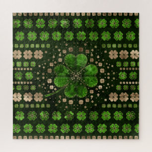Irish Shamrock four-leaf clover Malachite and gold Legpuzzel