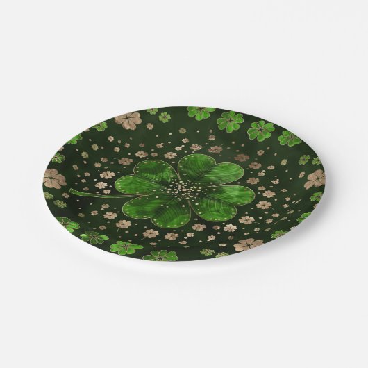 Irish Shamrock four-leaf clover Malachite and gold Papieren Bordje (Gekanteld)