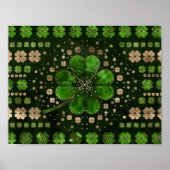 Irish Shamrock four-leaf clover Malachite and gold Poster (Voorkant)