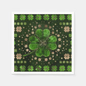 Irish Shamrock four-leaf clover Malachite and gold Servet (Voorkant)