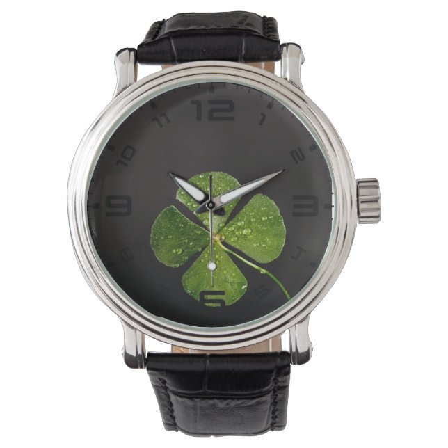 Irish Shamrock Four Leaf Clover Watch Horloge (Voorkant)