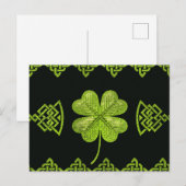 Irish Shamrock four-leaf klaver met celtic decor Briefkaart (Voorkant / Achterkant)
