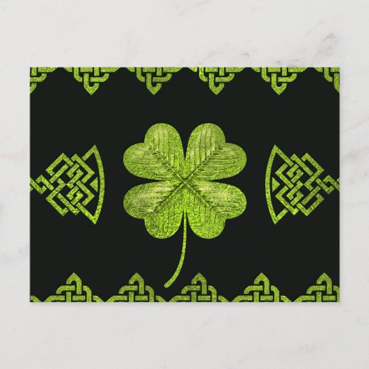 Irish Shamrock four-leaf klaver met celtic decor Briefkaart (Voorkant)