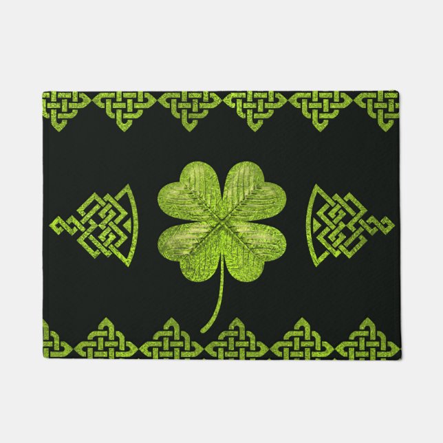 Irish Shamrock four-leaf klaver met celtic decor Deurmat (Voorkant)