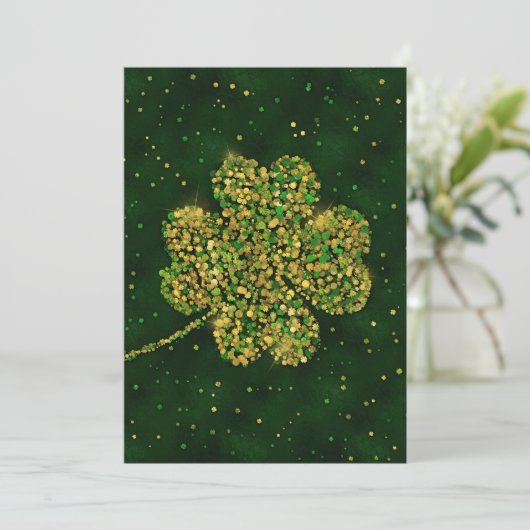Irish Shamrock Four-leaf Lucky Clover Feestdagenkaart (Staand voorkant)