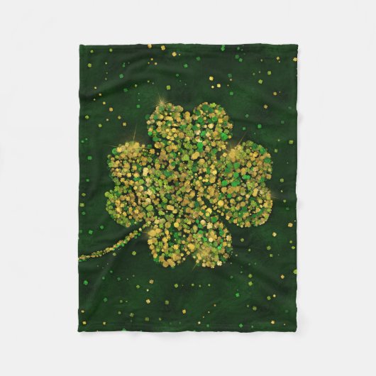 Irish Shamrock Four-leaf Lucky Clover Fleece Deken (Voorkant)