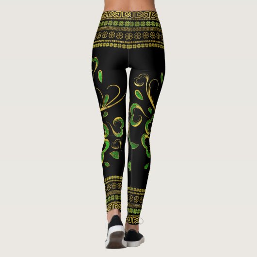 Irish Shamrock Four-leaf Lucky Clover Leggings (Achterkant)