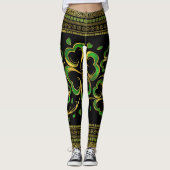 Irish Shamrock Four-leaf Lucky Clover Leggings (Voorkant)