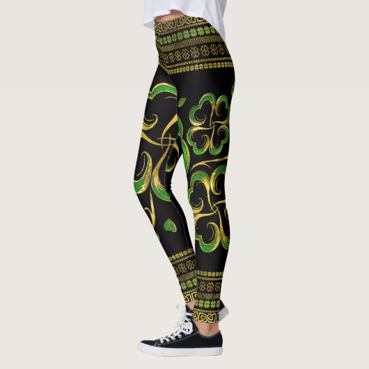 Irish Shamrock Four-leaf Lucky Clover Leggings (Links)