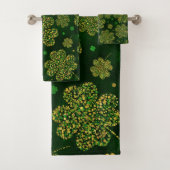 Irish Shamrock four-leaf Lucky Clover Pattern Bad Handdoek (Insitu)
