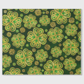 Irish Shamrock four-leaf Lucky Clover Pattern Cadeaupapier (Vlak)