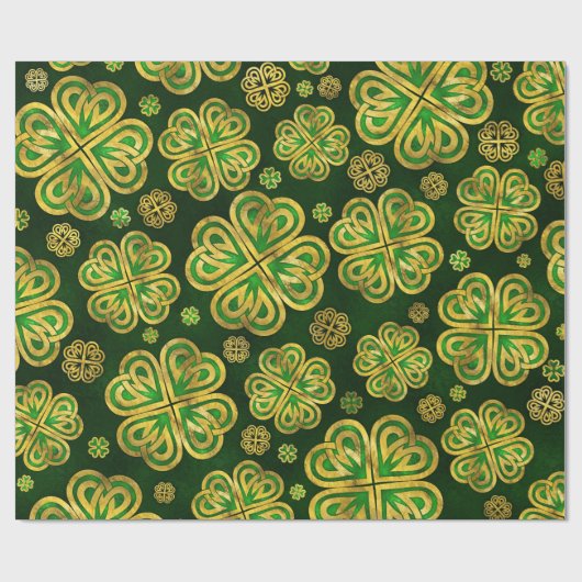 Irish Shamrock four-leaf Lucky Clover Pattern Cadeaupapier (Vlak)