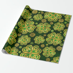 Irish Shamrock four-leaf Lucky Clover Pattern Cadeaupapier