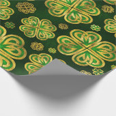 Irish Shamrock four-leaf Lucky Clover Pattern Cadeaupapier (Hoek)