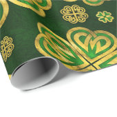 Irish Shamrock four-leaf Lucky Clover Pattern Cadeaupapier (Rol Hoek)