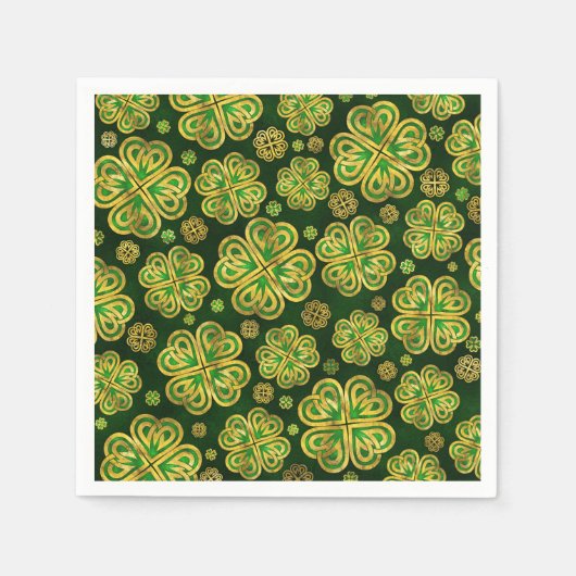 Irish Shamrock four-leaf Lucky Clover Pattern Servet (Voorkant)