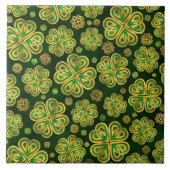 Irish Shamrock four-leaf Lucky Clover Pattern Tegeltje (Voorkant)
