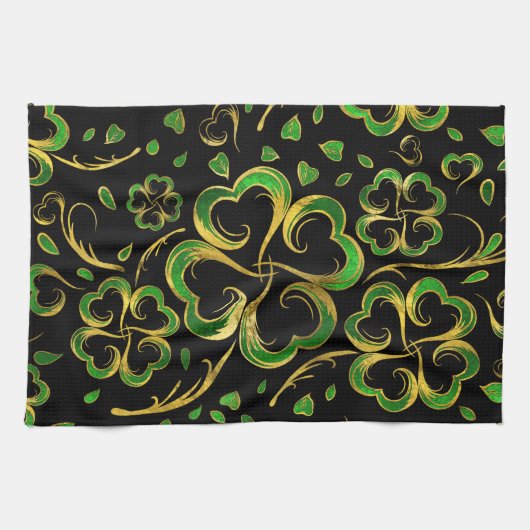 Irish Shamrock four-leaf Lucky Clover Pattern Theedoek (Horizontaal)