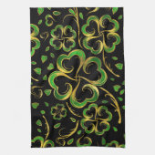 Irish Shamrock four-leaf Lucky Clover Pattern Theedoek (Verticaal)