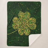 Irish Shamrock Four-leaf Lucky Clover Sherpa Deken (Voorkant)