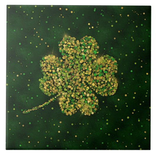 Irish Shamrock Four-leaf Lucky Clover Tegeltje (Voorkant)