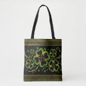 Irish Shamrock Four-leaf Lucky Clover Tote Bag (Voorkant)