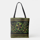 Irish Shamrock Four-leaf Lucky Clover Tote Bag (Achterkant)