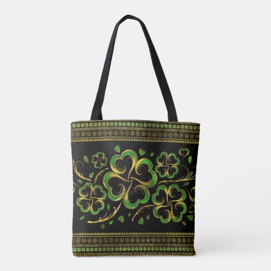 Irish Shamrock Four-leaf Lucky Clover Tote Bag (Achterkant)
