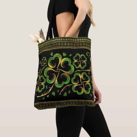Irish Shamrock Four-leaf Lucky Clover Tote Bag (Dichtbij)