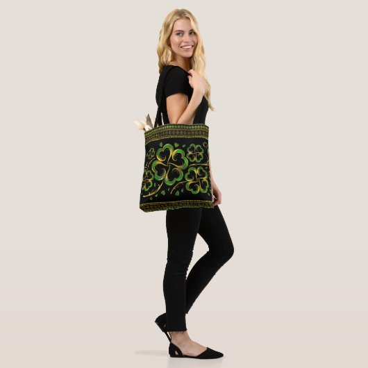 Irish Shamrock Four-leaf Lucky Clover Tote Bag (Op model)