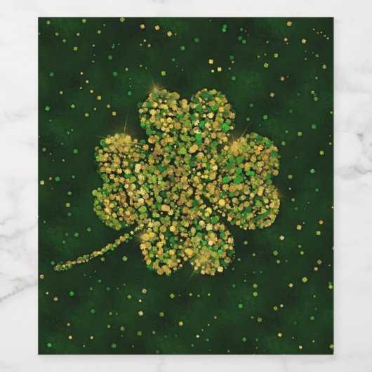 Irish Shamrock Four-leaf Lucky Clover Wijn Etiket (Enkel label)