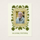 Irish Shamrock Gold Funeral Memorial Prayer Card Visitekaartje (Voorkant)