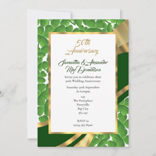 Irish shamrock gouden bruiloft kaart (Voorkant)