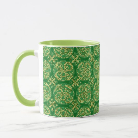 Irish Shamrock Green Abstract Celtic Knot Inspired Mok (Links)