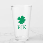 Irish Shamrock Green Clover Monogram Initiaal Name Glas (Voorkant)