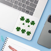 Irish Shamrock Green Clovers St. Patrick's Day Sticker (Laptop met iPhone)