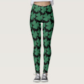 Irish Shamrock Green Glitter St. Patrick's Day Leggings (Voorkant)