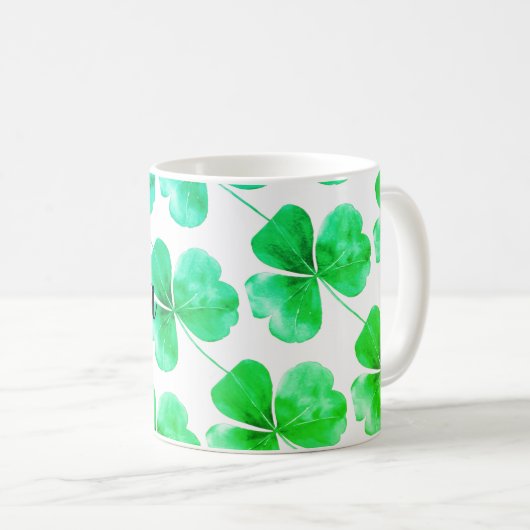 Irish Shamrock Groen Blauw Waterverf Aangepaste na Koffiemok (Voorkant rechts)