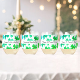 Irish Shamrock Groen Blauw Waterverf Aangepaste na Wijnglas Zonder Voet
